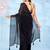 Black solid belted saree with blouse piece