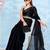 Black solid belted saree with blouse piece