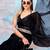 Black solid belted saree with blouse piece