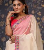 Off white organza saree with blouse piece