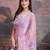 Mauve floral embroidered saree with blouse piece