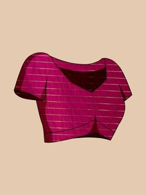 Pink woven design saree with unstitched blouse 5