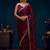 Purple floral embroidered beads and stones satin saree with blouse peice