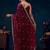Purple floral embroidered beads and stones satin saree with blouse peice