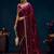 Purple floral embroidered beads and stones satin saree with blouse peice