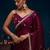 Purple floral embroidered beads and stones satin saree with blouse peice