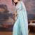 Blue embellished saree with blouse piece
