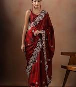Red embroidered sarees