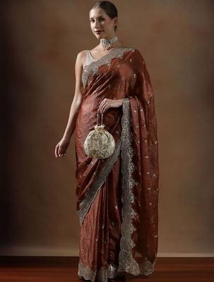 Rust embroidered sarees 1