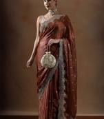 Rust embroidered sarees