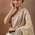 Cream embroidered organza sarees
