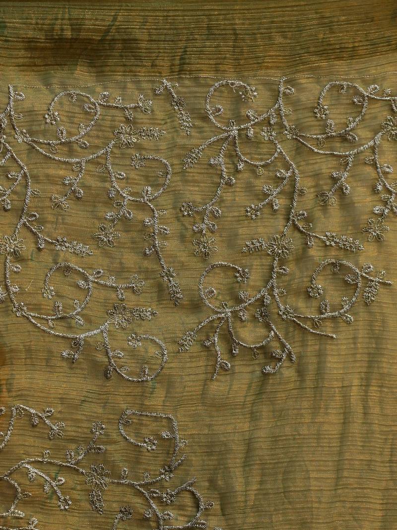 Yellow embroidered sarees