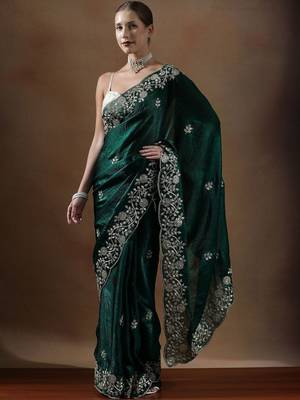 Green embroidered sarees 1