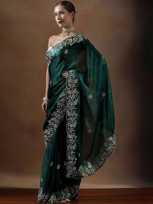 Green embroidered sarees 3