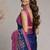 Navy blue paisley embroidered silk blend saree