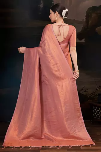 Peach women ethnic motifs woven design kanjeevaram saree