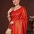 Orange ethnic motifs zari silk blend designer kanjeevaram saree