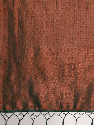 Green ethnic motifs zari silk blend designer kanjeevaram saree 5