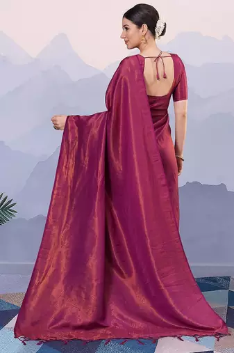 Magenta ethnic motifs zari silk blend designer kanjeevaram saree