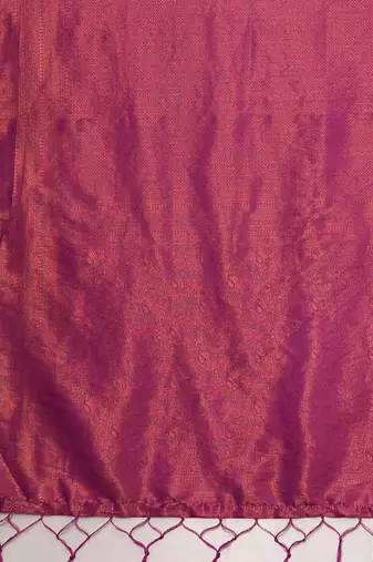 Magenta ethnic motifs zari silk blend designer kanjeevaram saree