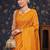 Mustard woven design zari silk blend kanjeevaram saree