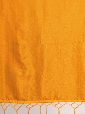 Mustard woven design zari silk blend kanjeevaram saree 5