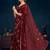 Burgundy sequence embellished pure georgette saree with unstitched blouse