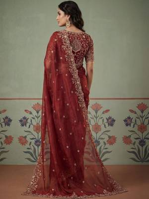 Maroon tissue maroon solid zari sarees 2