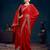 Red embroidered heavy work sarees with blouse piece