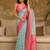 Turquoise woven design zari pure linen banarasi saree