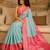 Turquoise woven design zari pure linen banarasi saree