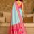 Turquoise woven design zari pure linen banarasi saree
