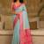 Turquoise woven design zari pure linen banarasi saree