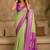 Lime woven design zari pure linen banarasi saree