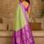 Lime woven design zari pure linen banarasi saree
