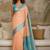 Peach woven design zari pure linen banarasi saree