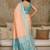 Peach woven design zari pure linen banarasi saree