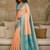 Peach woven design zari pure linen banarasi saree