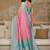 Pink woven design zari pure linen banarasi saree
