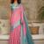Pink woven design zari pure linen banarasi saree