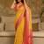 Yellow woven design zari pure linen banarasi saree