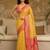 Yellow woven design zari pure linen banarasi saree