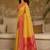 Yellow woven design zari pure linen banarasi saree