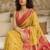 Yellow woven design zari pure linen banarasi saree