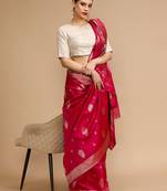 Pink woven design banarasi saree