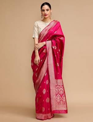 Pink woven design banarasi saree 2