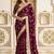 Burgundy floral zari satin saree