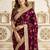 Burgundy floral zari satin saree