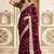 Burgundy floral zari satin saree