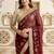 Maroon embellished embroidered satin saree